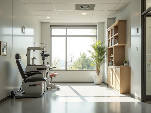 青少年近视防控专业机构外景,现代化装修环境,配备先进视力检测设备,温馨舒适的候诊区域